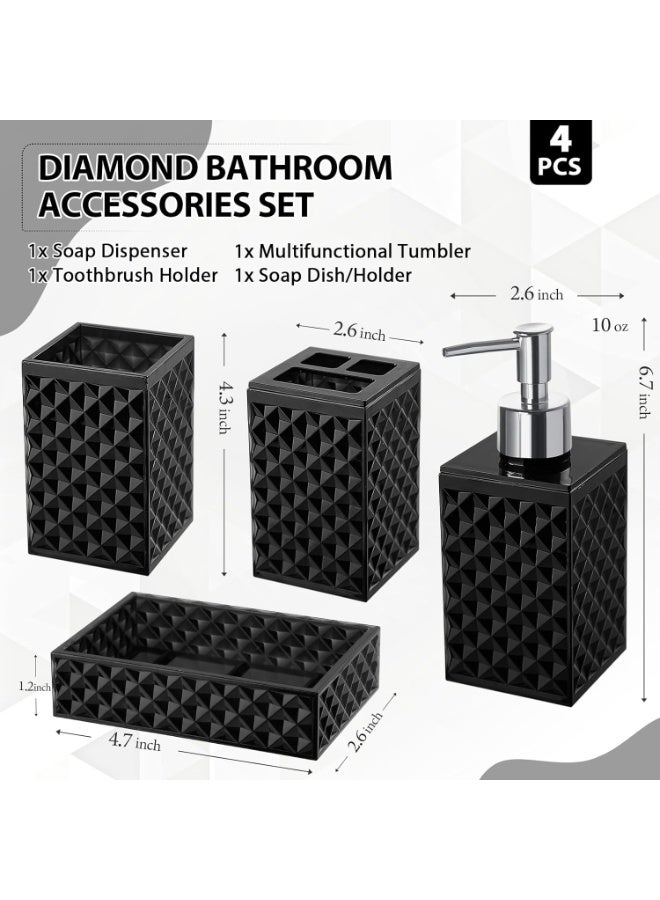 YelaJoy Black Bathroom Accessories Set, 4 Pack Matte Black Bath Accessory Sets Complete, Acrylic Soap Dispenser and Toothbrush Holder Set for Bathroom Counter Sink, Modern Bathroom Decor - Image 2